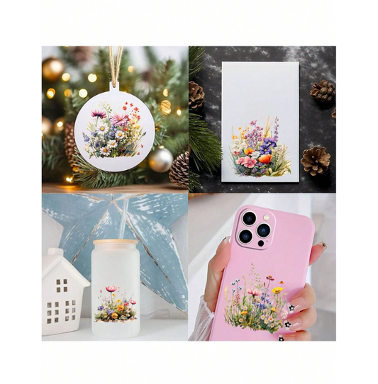 6-Pcs Spring Wildflower Flowerbed Floral DIY PET Heat Transfer Sticker