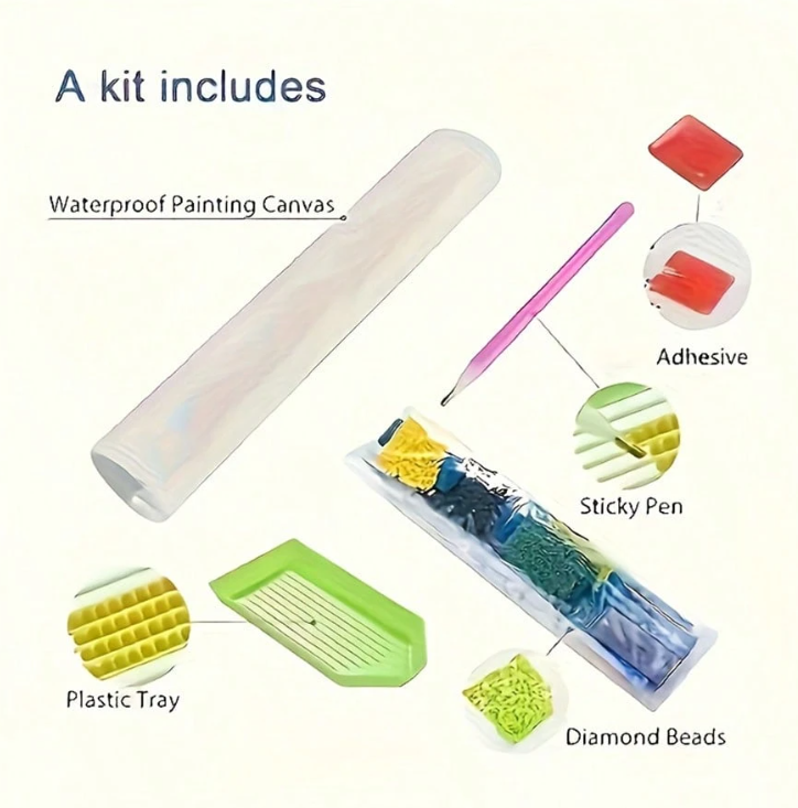 5D Diamond Art Kit - Colorful Trees Fairy Tale Town