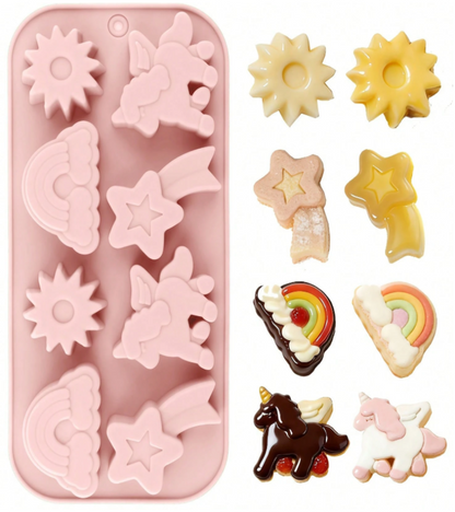 8-Cavity Rainbow Unicorn Silicone 8Mold