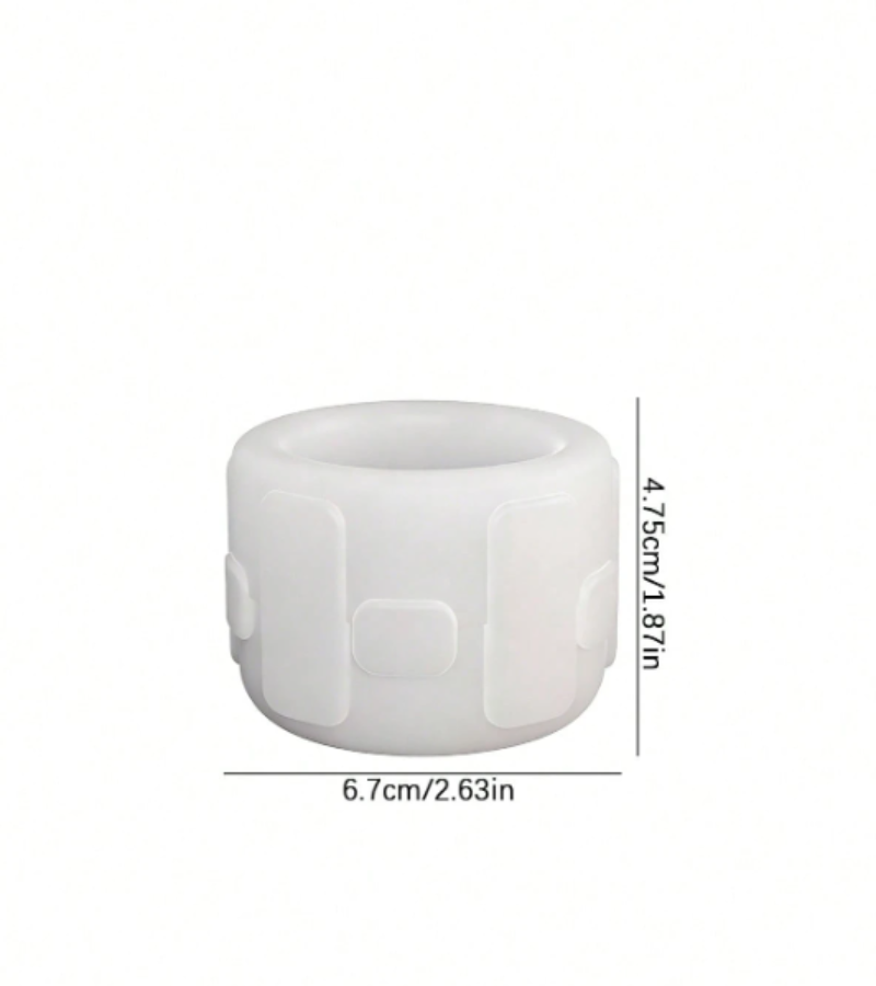 A silicone mold with detailing shown on a white background with dimensions