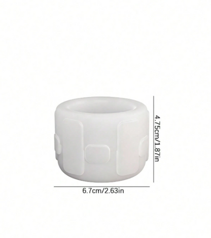 A silicone mold with detailing shown on a white background with dimensions
