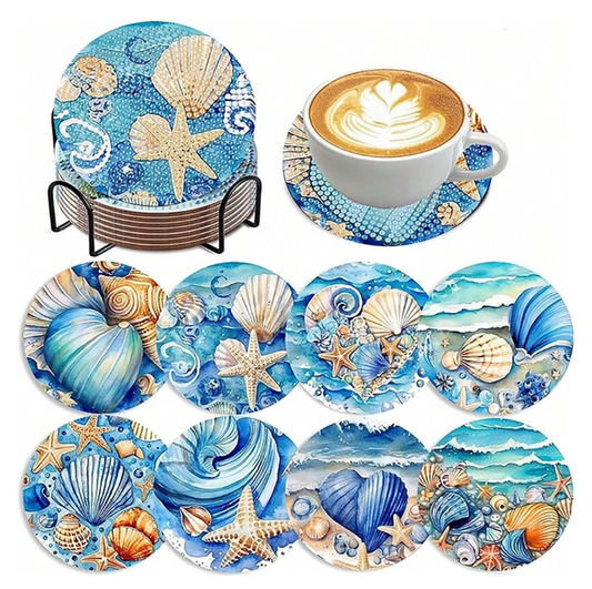 8pcs DIY Diamond Painting Coaster Set