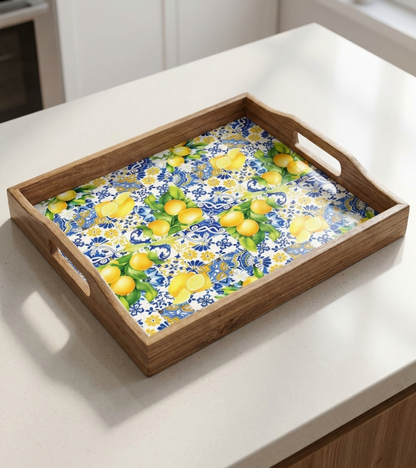 5 Pcs Blue Tile Lemon Decoupage Paper